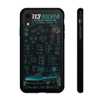 Teal S13 Silvia Phone Case, JDM Drift Infographic Spec Cover