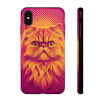 Persian Cat Halftone Dot Portrait Tough Phone Case - Magenta Gold