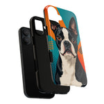 Boston Terrier Pop-Art Portrait Tough Phone Case - Teal Orange
