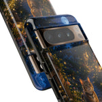 Moonlit Garden Cat Phone Case, Firefly Painterly Art Cover