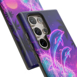 Neon Dolphin Ocean Vaporwave Art Tough Phone Case
