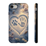 Pet Paw Print Phone Case Snow Heart Tough Cover Gift Art