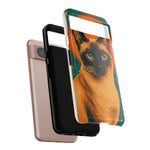Siamese Cat Retro Halftone Portrait Case - Orange Teal Print
