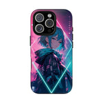 Anime Girl Phone Case Teal, Neon Kanji Calm Gradient Tough Cover