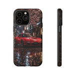 Red FD RX-7 Blossom Alley Tough Phone Case - Rain-Slicked Night