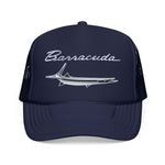 Barracuda Muscle Car Emblem Trucker Hat Cuda Logo Foam Mesh Snapback Graphic Cap