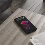 Glitch Rose Neon Phone Case Vaporwave Tough Cover