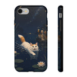 Turkish Van Swimming Cat Tough Case | Whimsical Night Pond, Lily Pads, Ducks
