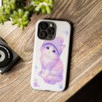 Pastel Cat Beanie Phone Case, Glitch Color Block Cover, Gift