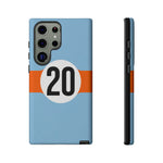 Copy of Blue Orange Number 20 Retro Racing Stripe Tough Phone Case Cover