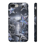 Holographic Silver Stars Grid phone case | Tough Cover