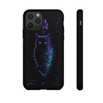 Glitch Owl Silhouette Art Tough Phone Case - Violet Teal
