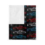 1961 Corvette C1 Triple Color Line Art Microfiber Throw Blanket Car Gift