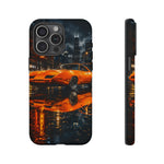 Orange Daytona Phone Case, Rainy City Night Muscle Car Tough Cover