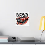 1972 Chevy Nova Poster Classic Muscle Car SS 72 Red Black Retro Wall Art
