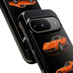 C3 Corvette Art Phone Case Orange, Three-View Vector Cover, Gift