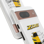 Z06 Corvette Phone Case, Yellow Sketch Reveal Chrome Cover