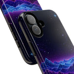 Retro Neon Mountains Phone Case | Vaporwave Galaxy Landscape