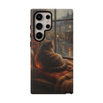 Rainy Window Cat Phone Case, Cozy Painterly Art Cover, Gift