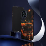 Orange Cuda Phone Case, Rainy City Night Muscle Car Tough Cover
