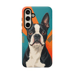 Boston Terrier Pop-Art Portrait Tough Phone Case - Teal Orange