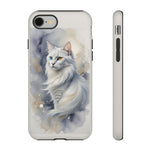 Turkish Angora Cat White Silk Portrait Art Tough Phone Case