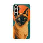 Siamese Cat Retro Halftone Portrait Case - Orange Teal Print