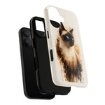 Siamese Cat Watercolor Portrait Tough Phone Case - Cream Choc