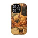 Sleeping French Bulldog with Croissants phone case | cute bakery scene