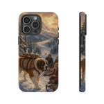 Saint Bernard Winter Rescue phone case | snowy mountain dog scene