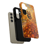 Yorkshire Terrier Jumping in Autumn Leaves Tough Case | Fall Dog Phone Cover