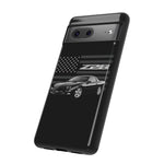Black Z28 Camaro Phone Case Muscle Car American Flag Tough Cover