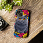 British Shorthair Round Pop Art Tough Phone Case