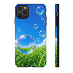 Bubbles Over Grass phone case | Tough Cover