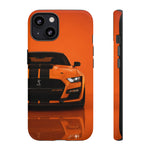 Orange Mustang Art Phone Case, GT500 American Muscle Car Tough Cover for Male