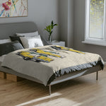 1955 Yellow Chevy Bel Air Illustration Blanket | Vintage Car Throw