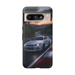 Skyline GT-R R34 White Nurburgring Speed Art Tough Phone Case