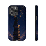 Starry Wizard Cat on Books phone case