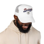 Boricua Hat Vintage Cursive Cap – Maga Flower Badge – Puerto Rico Diaspora Pride Gift