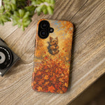 Yorkshire Terrier Jumping in Autumn Leaves Tough Case | Fall Dog Phone Cover