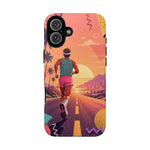 Retro Runner Sunset phone case | 80s Vaporwave jogging design