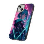 Anime Girl Phone Case Teal, Neon Kanji Calm Gradient Tough Cover