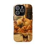 Sleeping French Bulldog with Croissants phone case | cute bakery scene