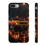 Orange Cuda Phone Case, Rainy City Night Muscle Car Tough Cover