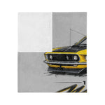 1969 Mach 1 Fastback Yellow Mustang Blanket | Velveteen Microfiber