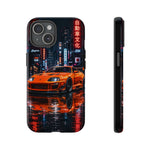 Orange Supra Phone Case, Neon City Night JDM Sports Car Tough Cover