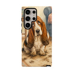 Guilty Basset Hound Phone Case, Muddy Watercolor Art Cover