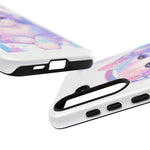 Pastel Cat Phone Case, Headphones Glitch Color Block Cover