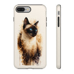 Siamese Cat Watercolor Portrait Tough Phone Case - Cream Choc