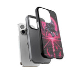 Chrome Lion Phone Case, Neon Grid Katakana Pride Tough Cover